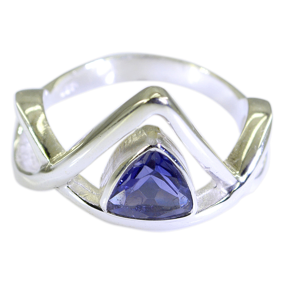 Iolite Solitaire Mexican Silver Blue Gems Tiny Geometric Ring Jewellery Huvudsaklig produktbild