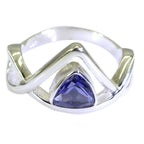 Iolite Solitaire Mexican Silver Blue Gems Tiny Geometric Ring Jewellery