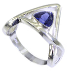 Iolite Solitaire Mexican Silver Blue Gems Tiny Geometric Ring Jewellery