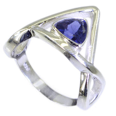 Iolite Solitaire Mexican Silver Blue Gems Tiny Geometric Ring Jewellery