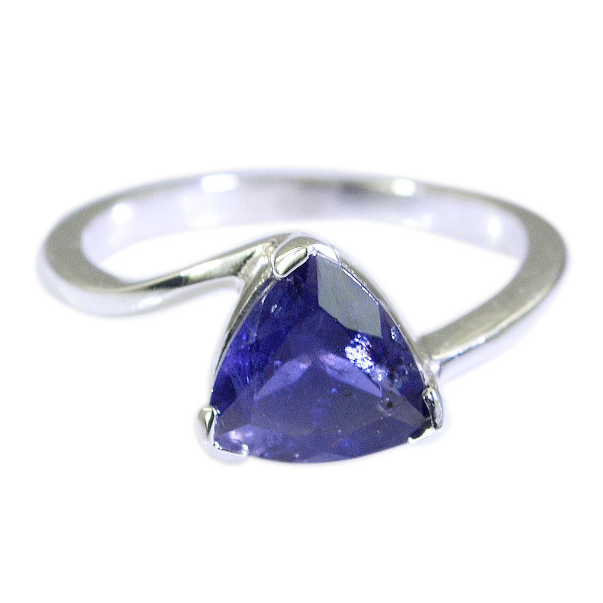 Iolite Solitaire Turkish 92.5 Silver Blue Gems Dainty Geometric Ring Jewelry Immagine principale del prodotto