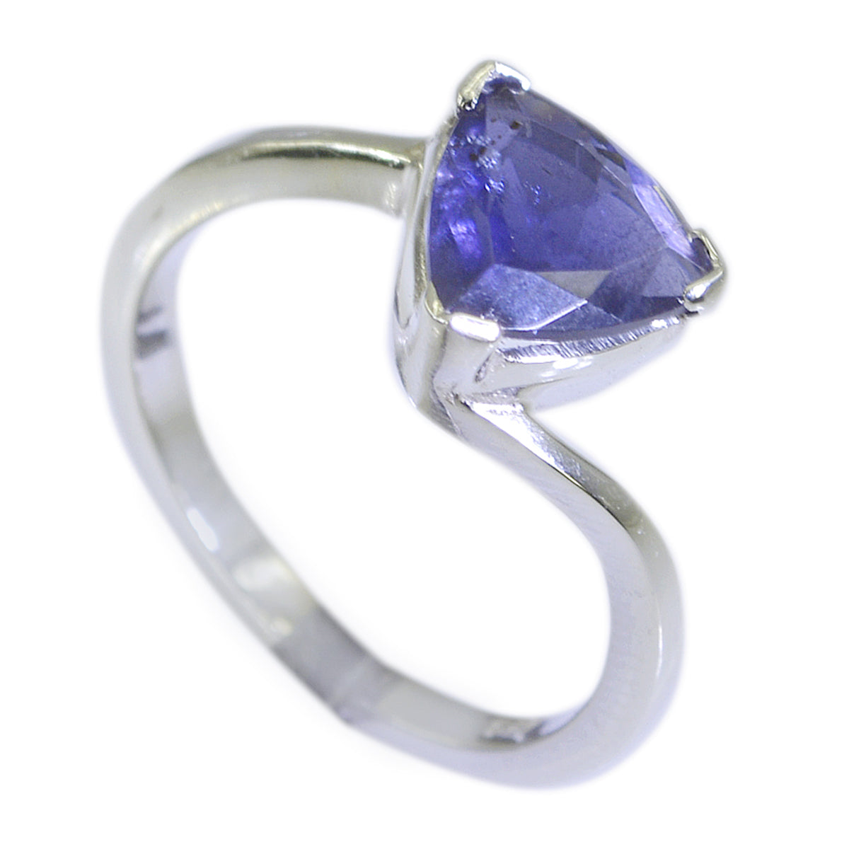 Iolite Solitaire Turkish 92.5 Silver Blue Gems Dainty Geometric Ring Jewelry