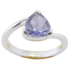 Iolite Solitaire Turkish 92.5 Silver Blue Gems Dainty Geometric Ring Jewelry