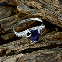 Iolite Solitaire Mexican 925 Silver Blue Gems Delicate Rope Wire Ring Jewellery