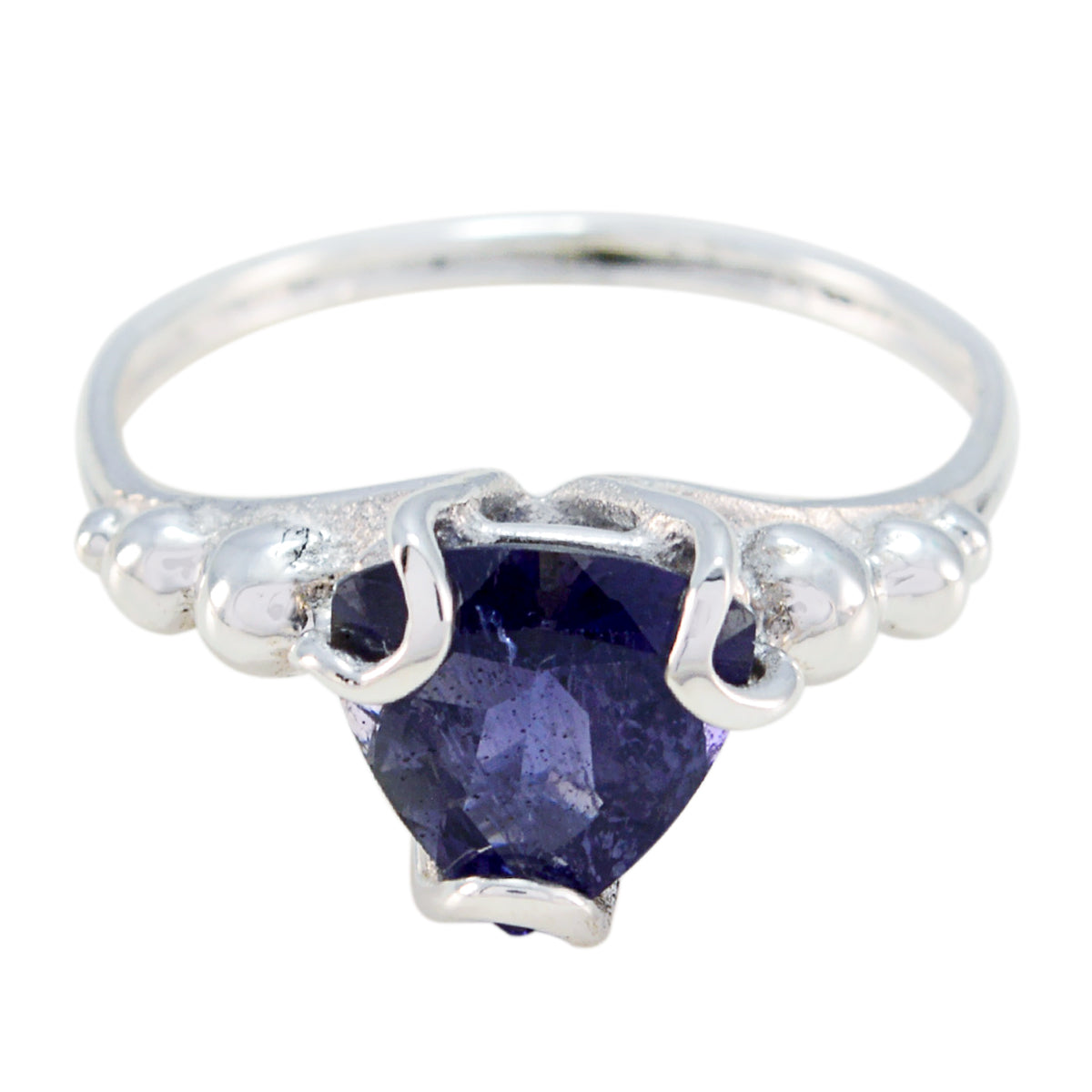 Iolite Solitaire Mexican 925 Silver Blue Gems Delicate Rope Wire Ring Jewellery
