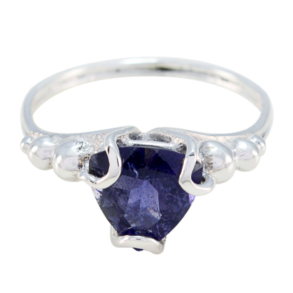 Iolite Solitaire Mexican 925 Silver Blue Gems Delicate Rope Wire Ring Jewellery