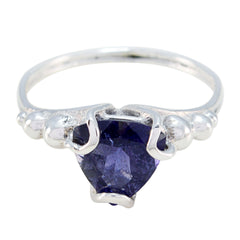 Iolite Solitaire Mexican 925 Silver Blue Gems Delicate Rope Wire Ring Jewellery