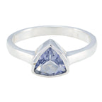Iolite Solitaire Turkish Sterling Silver Blue Gems Dainty Geometric Ring Jewelry