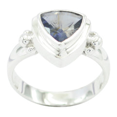 Iolite Solitaire Russian 92.5 Silver Blue Gemstone Slim Artisan Ring Jewellery