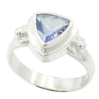Iolite Solitaire Russian 92.5 Silver Blue Gemstone Slim Artisan Ring Jewellery