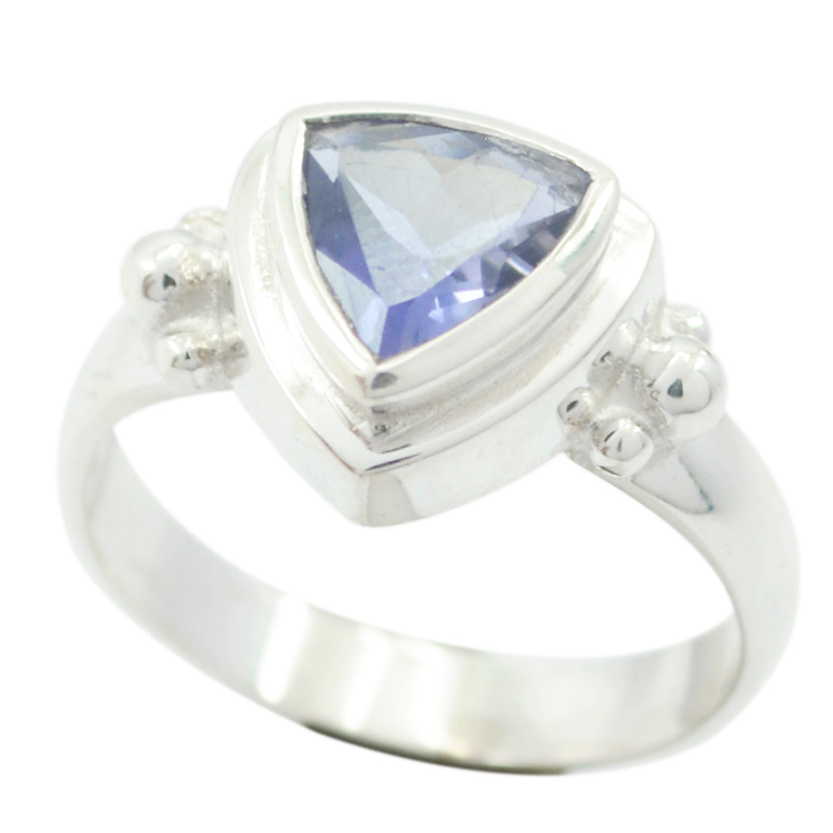 Iolite Solitaire Russian 92.5 Silver Blue Gemstone Slim Artisan Ring Jewellery
