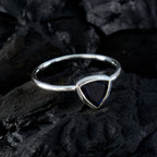 Iolite Solitaire Moroccan 925 Sterling Silver Blue Gems Delicate Geometric Ring Jewellery