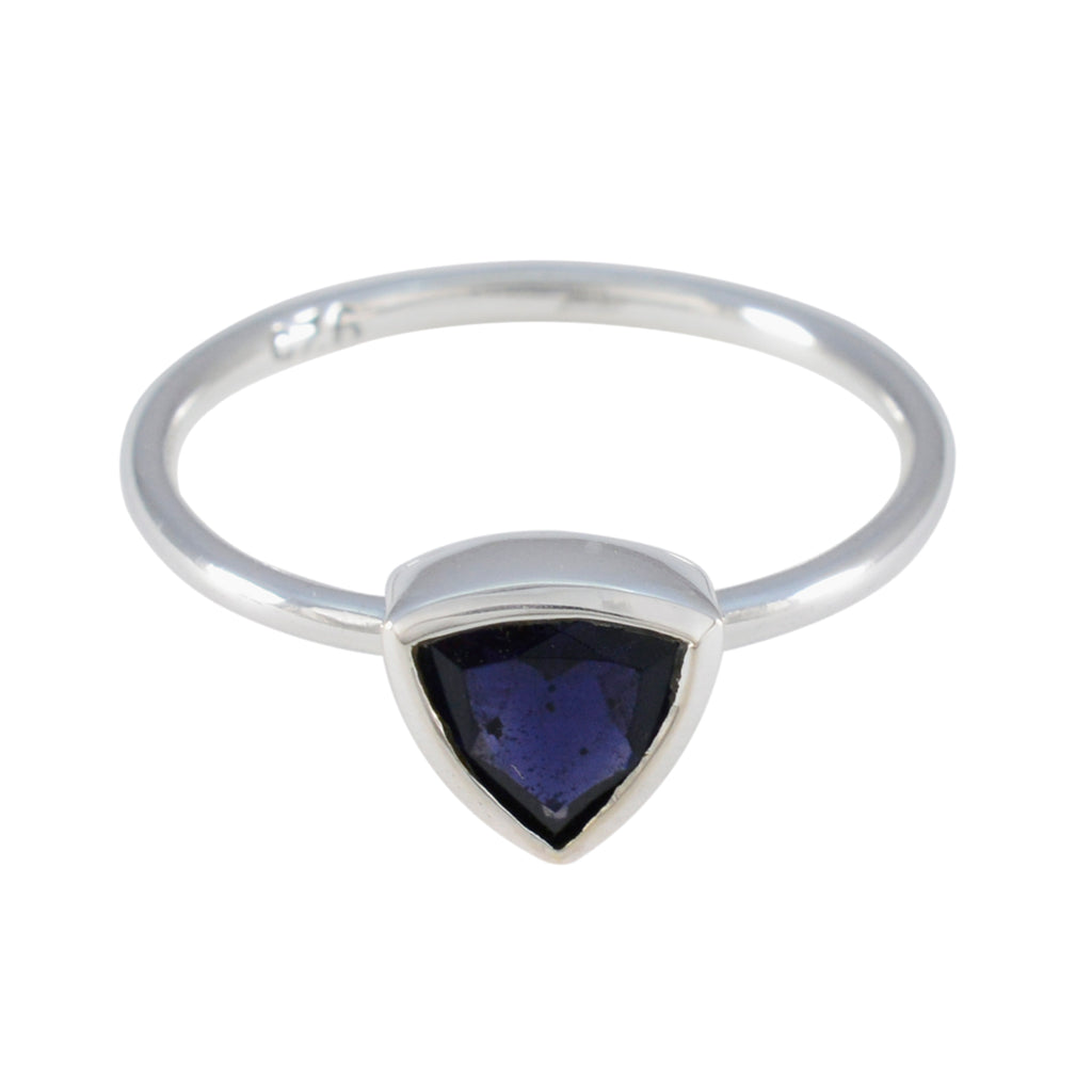 Iolite Solitaire Moroccan 925 Sterling Silver Blue Gems Delicate Geometric Ring Jewellery