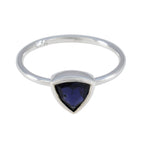 Iolite Solitaire Moroccan 925 Sterling Silver Blue Gems Delicate Geometric Ring Jewellery