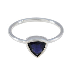 Iolite Solitaire Moroccan 925 Sterling Silver Blue Gems Delicate Geometric Ring Jewellery