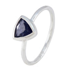 Iolite Solitaire Moroccan 925 Sterling Silver Blue Gems Delicate Geometric Ring Jewellery