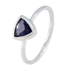 Iolite Solitaire Moroccan 925 Sterling Silver Blue Gems Delicate Geometric Ring Jewellery