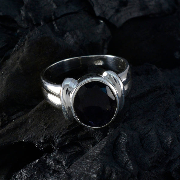 Iolite Solitaire African Silver Blue Gemstone Tiny Modern Ring Jewellery