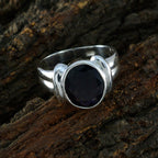 Iolite Solitaire African Silver Blue Gemstone Tiny Modern Ring Jewellery