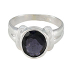 Iolite Solitaire African Silver Blue Gemstone Tiny Modern Ring Jewellery