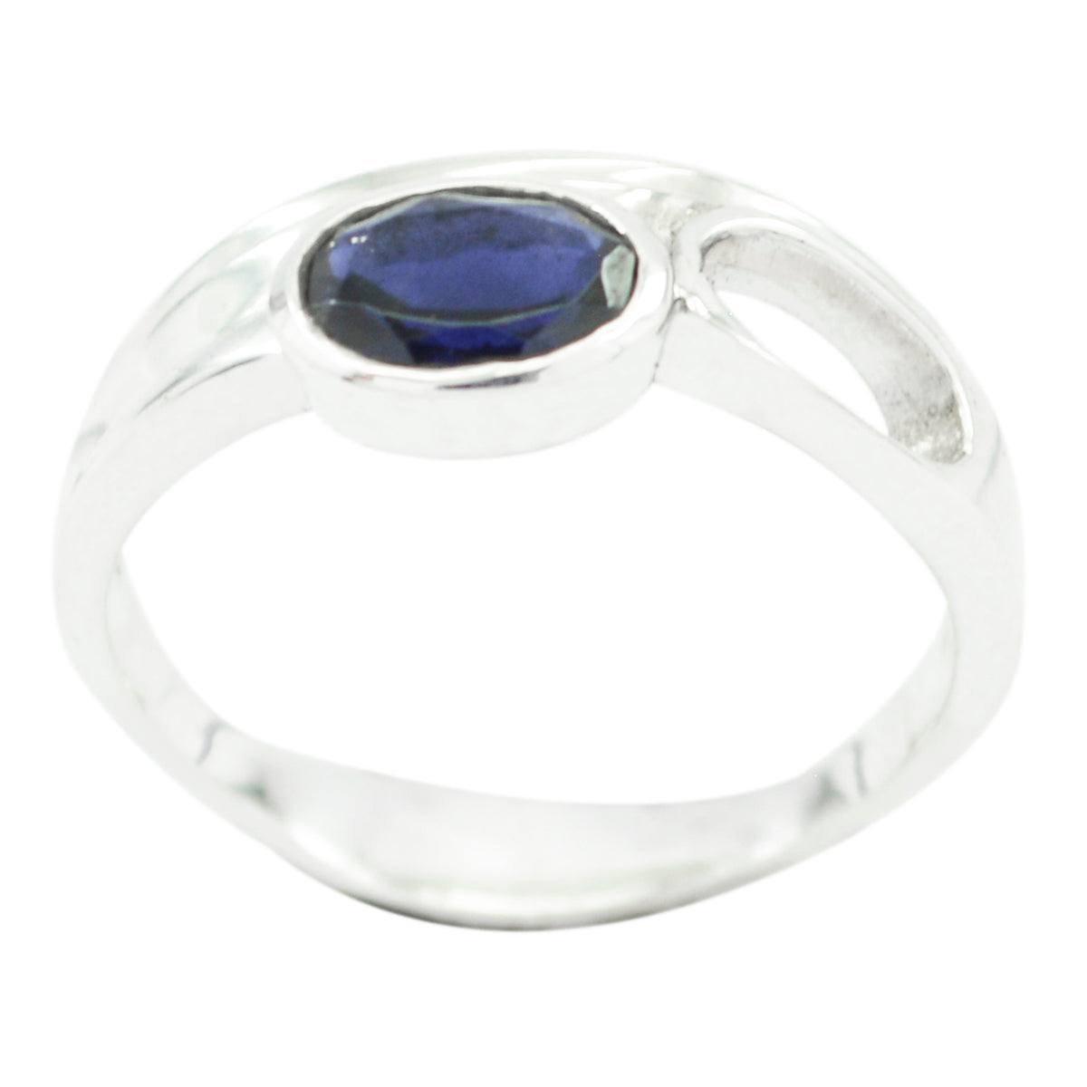 Iolite Solitaire Russian 92.5 Silver Blue Gemstone Featherlight Traditional Ring Jewelry メイン画像