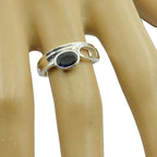 Iolite Solitaire Russian 92.5 Silver Blue Gemstone Featherlight Traditional Ring Jewelry