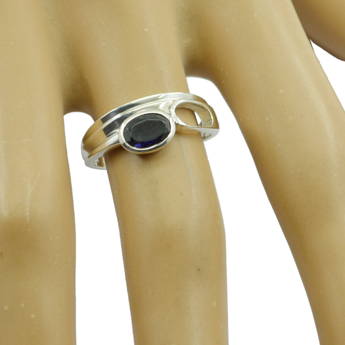 Iolite Solitaire Russian 92.5 Silver Blue Gemstone Featherlight Traditional Ring Jewelry