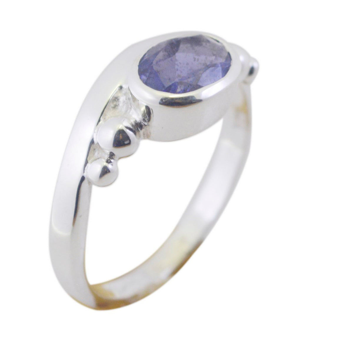 Iolite Solitaire Turkish Silver Blue Gemstones Delicate Luxurious Ring Jewelry
