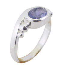 Iolite Solitaire Turkish Silver Blue Gemstones Delicate Luxurious Ring Jewelry