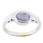 Iolite Solitaire Turkish Silver Blue Gemstones Delicate Luxurious Ring Jewelry