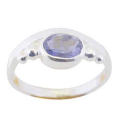 Iolite Solitaire Turkish Silver Blue Gemstones Delicate Luxurious Ring Jewelry