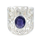 Iolite Solitaire Italian Silver Blue Gemstones Eye catching Filigree Ring Jewellery