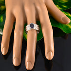 Iolite Solitaire Indian 92.5 Silver Blue Gems Mid weight Art Deco Ring Jewelry