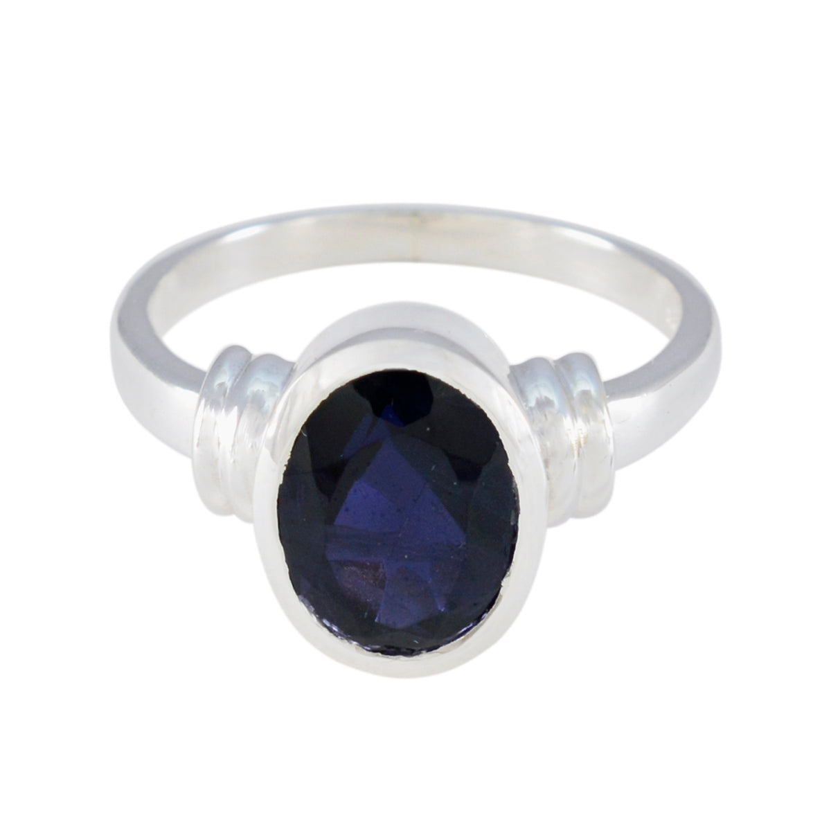 Iolite Solitaire German Silver Blue Gemstones Mid weight Feminine Ring Jewellery