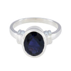 Iolite Solitaire German Silver Blue Gemstones Mid weight Feminine Ring Jewellery