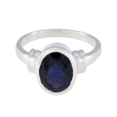 Iolite Solitaire German Silver Blue Gemstones Mid weight Feminine Ring Jewellery
