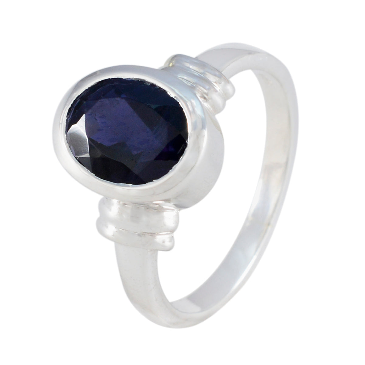 Iolite Solitaire German Silver Blue Gemstones Mid weight Feminine Ring Jewellery