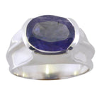 Iolite Solitaire Russian 92.5 Silver Blue Gems Minimal Traditional Ring Jewellery