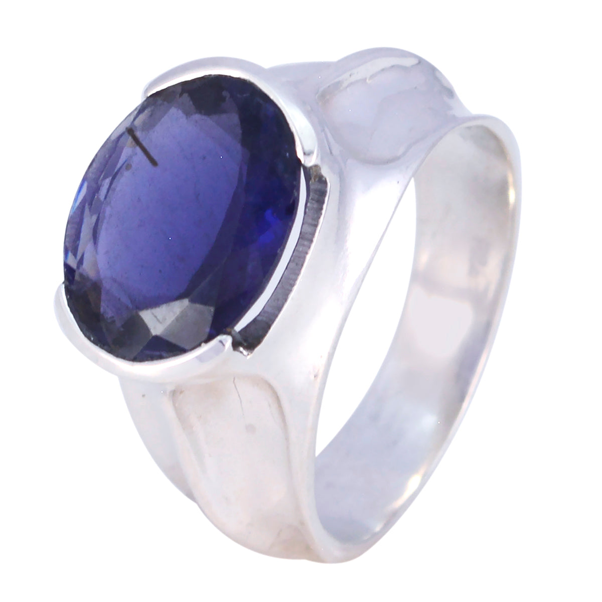 Iolite Solitaire Russian 92.5 Silver Blue Gems Minimal Traditional Ring Jewellery