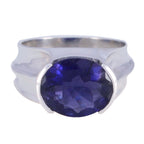 Iolite Solitaire Russian 92.5 Silver Blue Gems Minimal Traditional Ring Jewellery