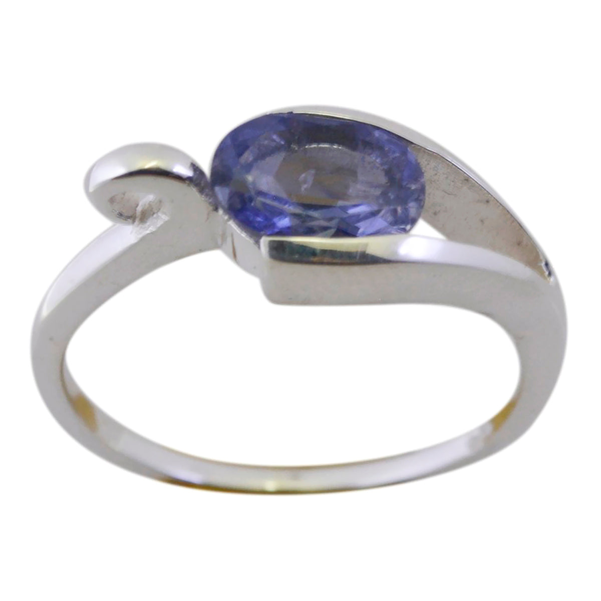 Iolite Solitaire Turkish 925 Silver Blue Gems Dainty Contemporary Ring Jewellery