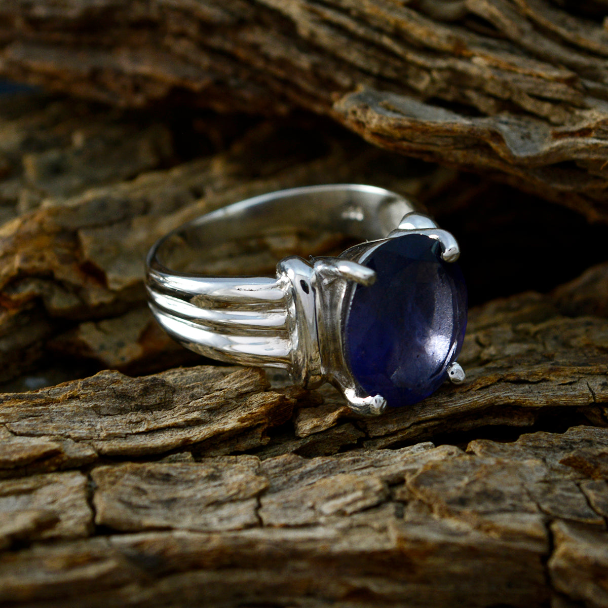 Iolite Solitaire Moroccan 925 Silver Blue Gemstones Tiny Trendy Ring Jewelry