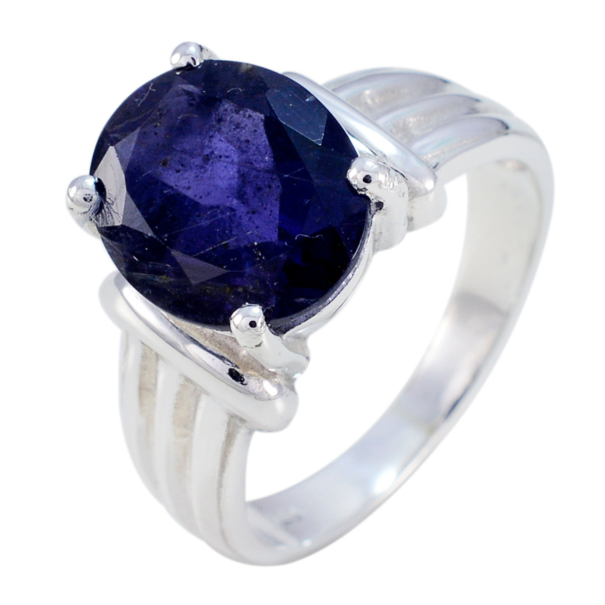 Iolite Solitaire Moroccan 925 Silver Blue Gemstones Tiny Trendy Ring Jewelry