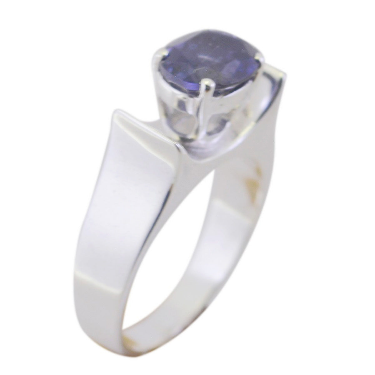 Iolite Solitaire African 925 Sterling Silver Blue Gems Mid weight Feminine Ring Jewellery