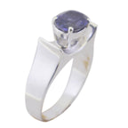 Iolite Solitaire African 925 Sterling Silver Blue Gems Mid weight Feminine Ring Jewellery