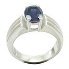 Iolite Solitaire German 92.5 Silver Blue Gemstones Eye catching Promise Ring Jewelry