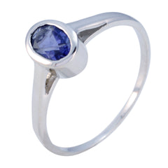 Iolite Solitaire Korean 92.5 Silver Blue Gems Delicate Romantic Ring Jewellery