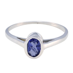 Iolite Solitaire Korean 92.5 Silver Blue Gems Delicate Romantic Ring Jewellery