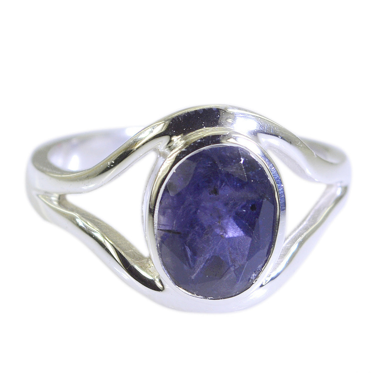 Iolite Solitaire Turkish 925 Sterling Silver Blue Gems Whisper thin Modern Ring Jewellery Главное изображение товара