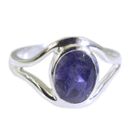 Iolite Solitaire Turkish 925 Sterling Silver Blue Gems Whisper thin Modern Ring Jewellery